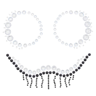Halloween Face Jewels - Scary Skeleton (Black & Clear Gems)