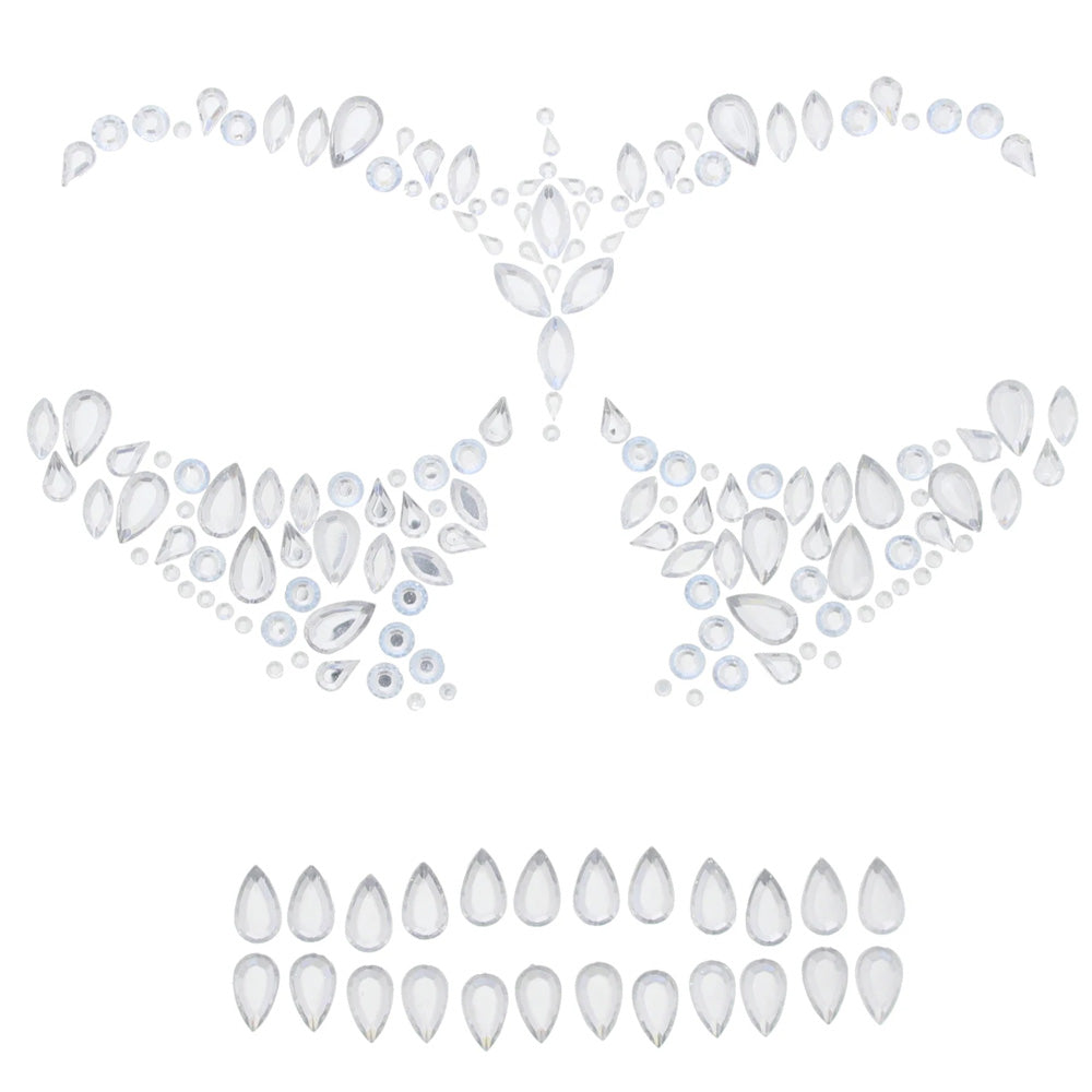 Halloween Face Jewels - Scary Skeleton (Clear Gems)