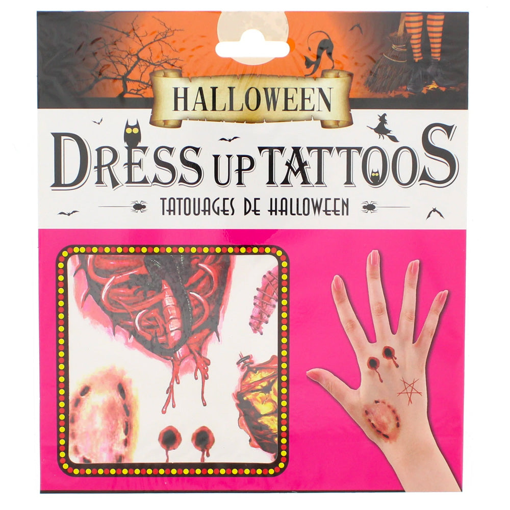 Halloween Hand Tattoos - Bites & Ripped Flesh