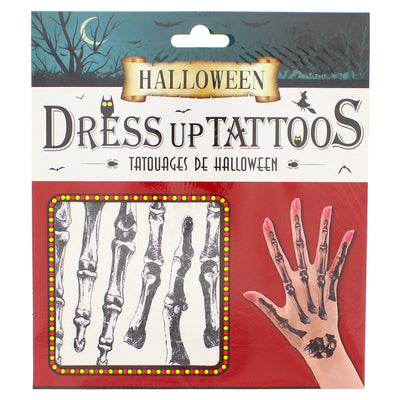 Halloween Hand Tattoos - Skeleton Fingers (Red Set)