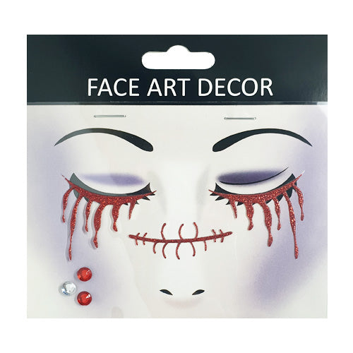 Halloween Red Glitter Blood Face Stickers