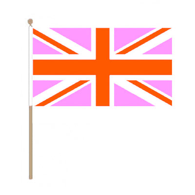 Pink Union Jack Hand Held Flag (22.5cm x 15cm)