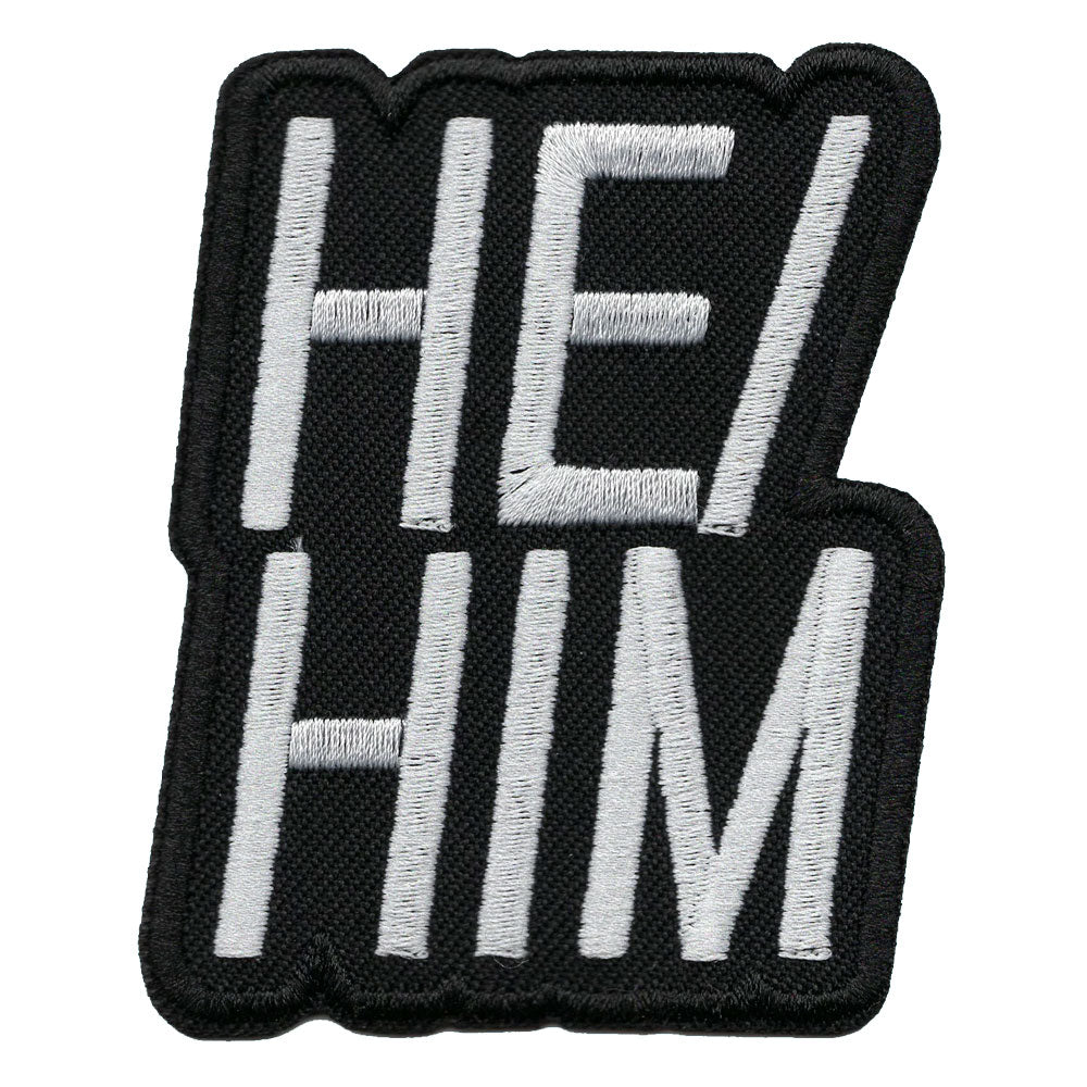 Pronoun He/Him Embroidered Iron-On Patch