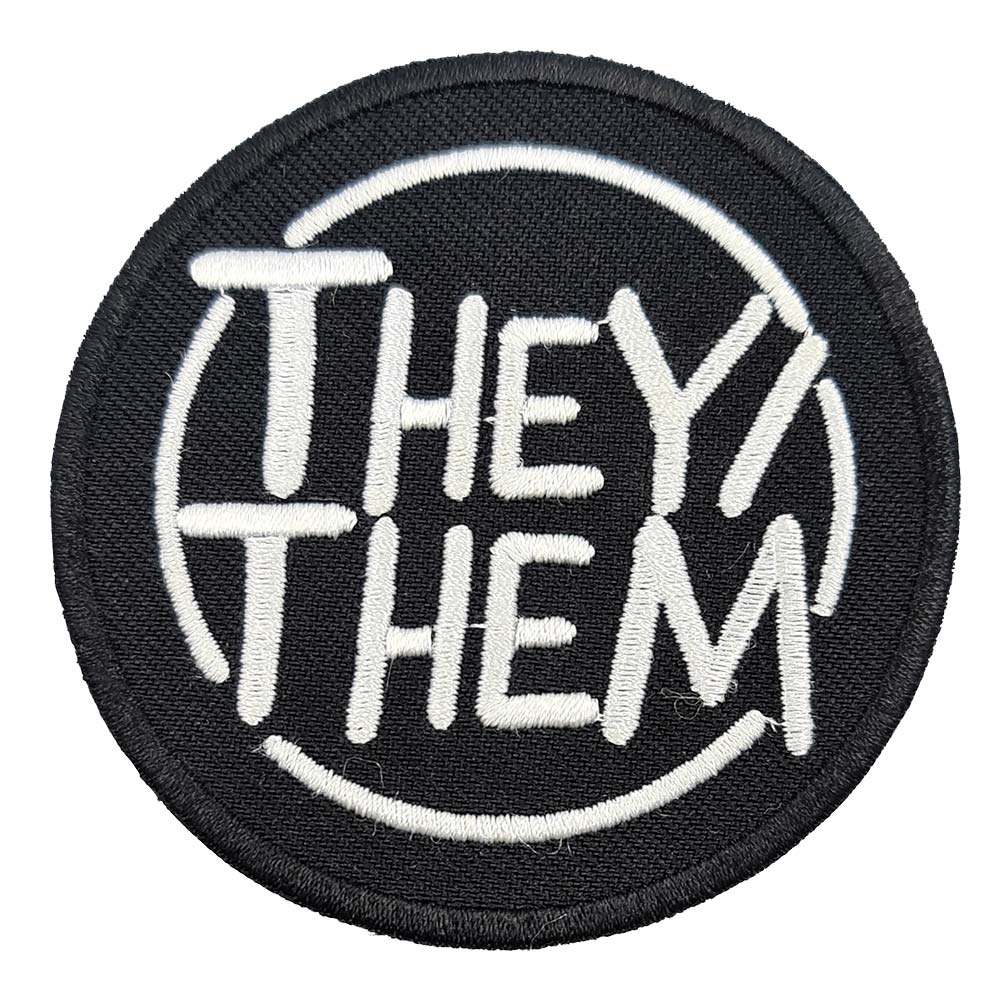 Pronoun They/Them Circular Embroidered Iron-On Patch