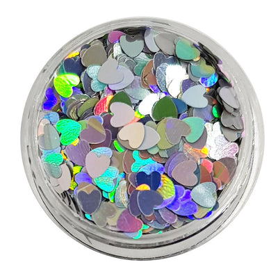 Hollow Heart - Silver Holographic Chunky Glitter Hearts