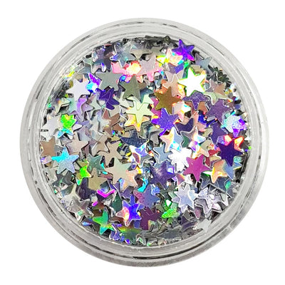 Silver Spectrum - Silver Holographic Glitter Stars