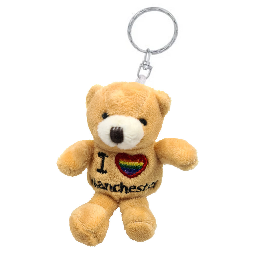 Teddy Bear Keyring - I Love Manchester Gay Pride Rainbow Heart