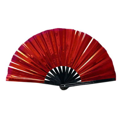 Iridescent Bamboo Cracking Fan - Large 33cm (Red)