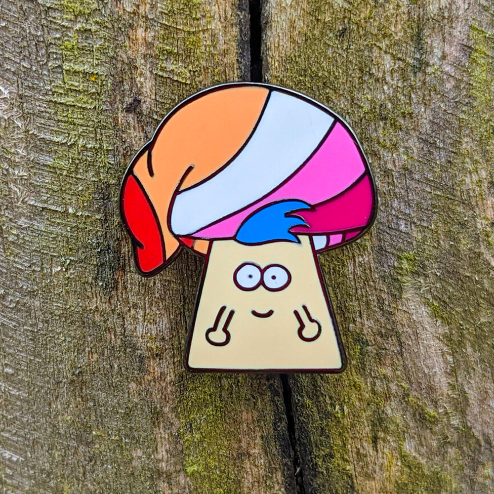 Mushroom Pride Enamel Pin Badge - Community Lesbian