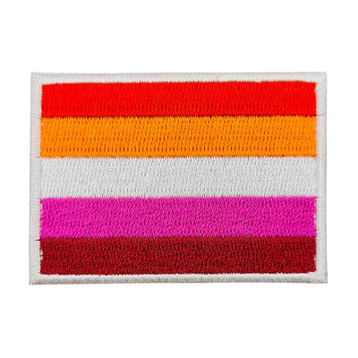 Lesbian Flag (New 5 Colour) Rectangular Embroidered Iron-On Patch