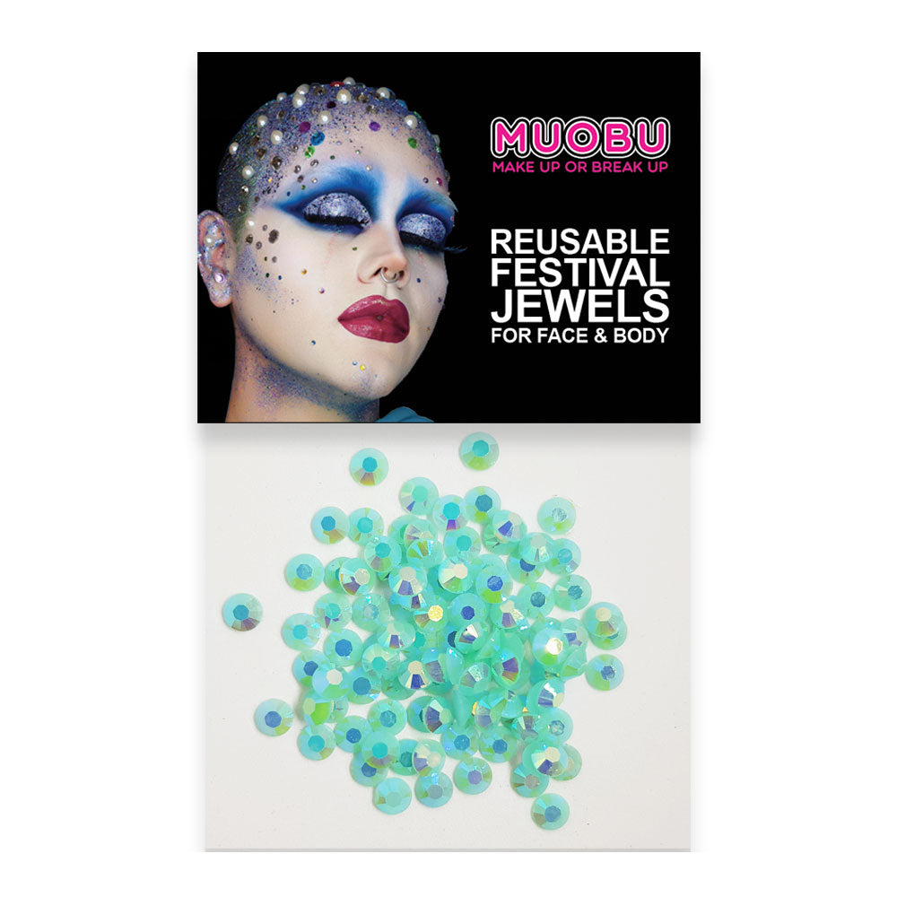 Mermaid Diamontes - Turquoise Iridescent Face & Body Gems 4mm