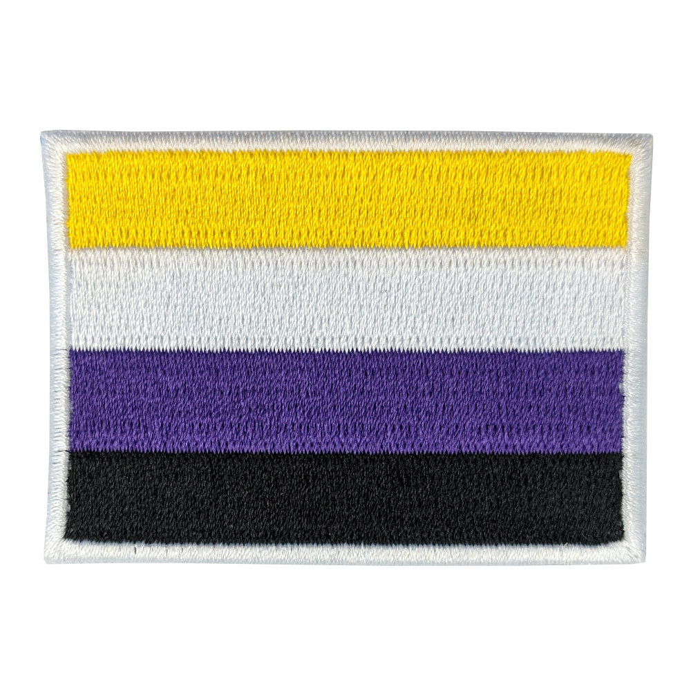 Non Binary Flag Rectangular Embroidered Iron-On Patch
