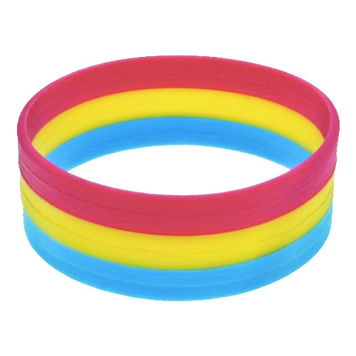 Pansexual Flag Colours Silicone Wristband Large