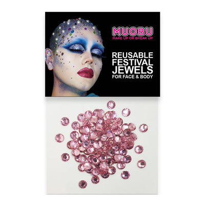 Pink 2 Diamontes - Clear Face & Body Gems 4mm