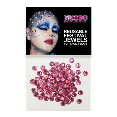 Pink 3 Diamontes - Clear Face & Body Gems 4mm