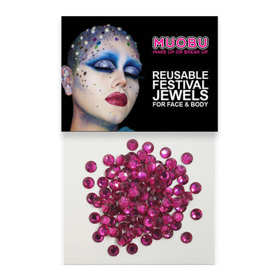 Pink 4 Diamontes - Clear Face & Body Gems 4mm