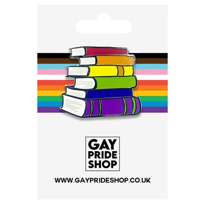 Gay Pride Rainbow Stack Of Books Metal Lapel Pin Badge