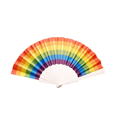 Gay Pride Rainbow Plastic & Cloth Hand Fan