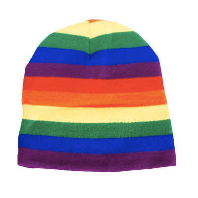 Gay Pride Rainbow Knitted Beanie Hat