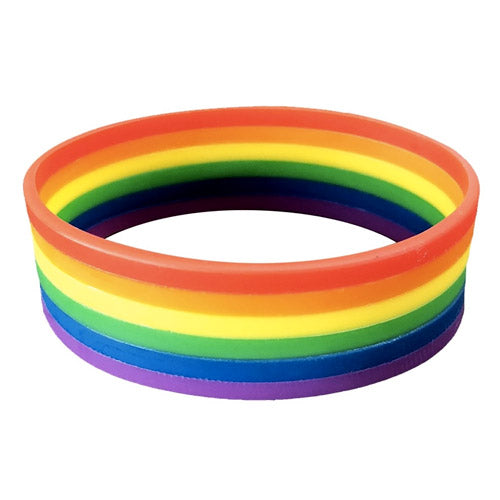 Gay Pride Rainbow Silicone Wristband Large