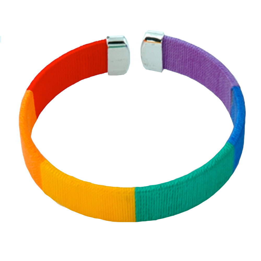 Gay Pride Rainbow Weaved Threads Bracelet (Rainbow)