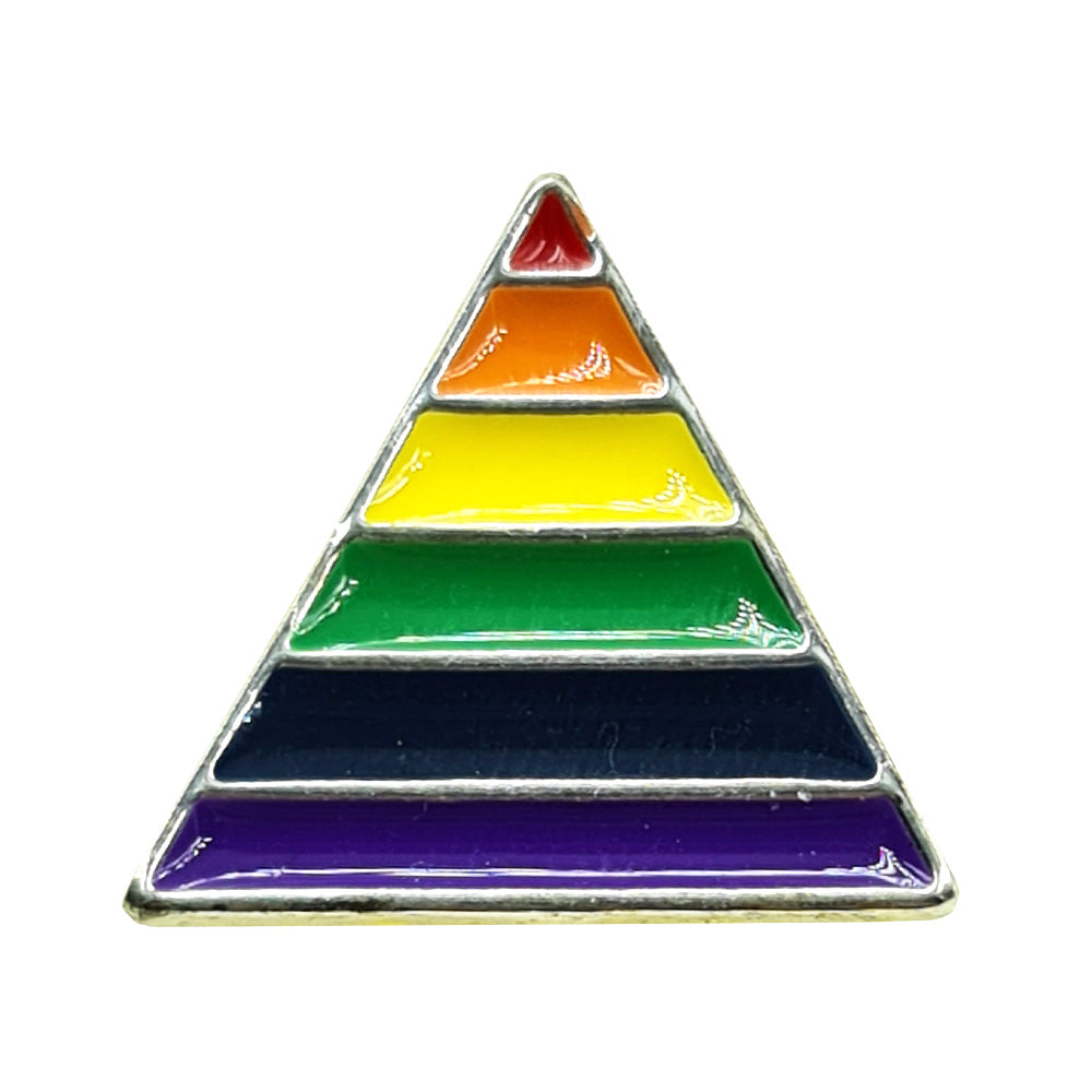 Gay Pride Rainbow Flag Silver Plated Triangle Badge