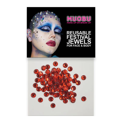 Red Diamontes - Clear Face & Body Gems 4mm