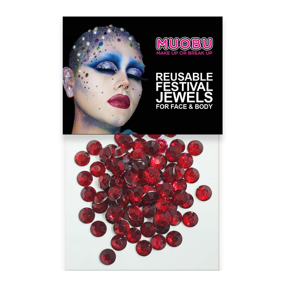 Red Diamantes - Clear Face & Body Gems 6mm