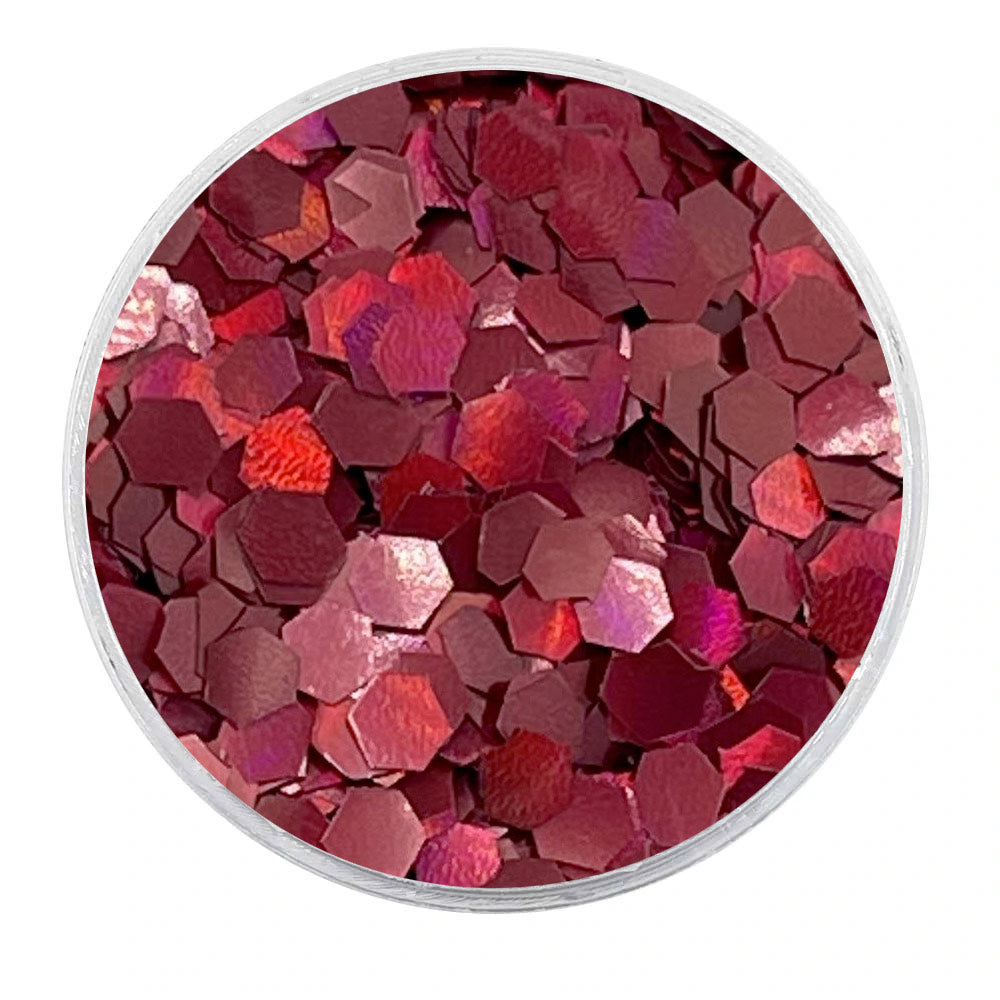 Biodegradable Holographic Red Glitter - Chunky Hexagons Glitter