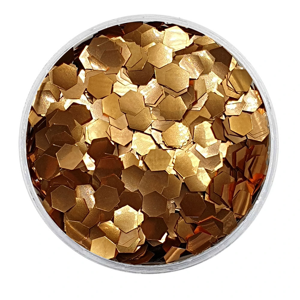 MUOBU Biodegradable Rose Gold Glitter - Chunky Hexagon Metallic Glitter)