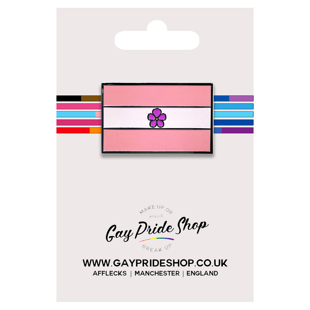 Sapphic Pride Silver Metal Rectangle Lapel Pin Badge