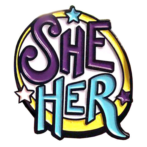 Pronoun She/Her Enamel Pin (Blue/Purple/Yellow)