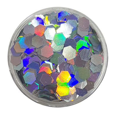 Silver Large Flake Glitter (Holographic Glitter Hexagons) - Silver Bullion