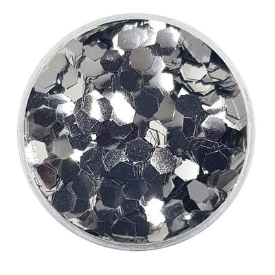 MUOBU Biodegradable Silver Glitter - Chunky Hexagon Metallic Glitter