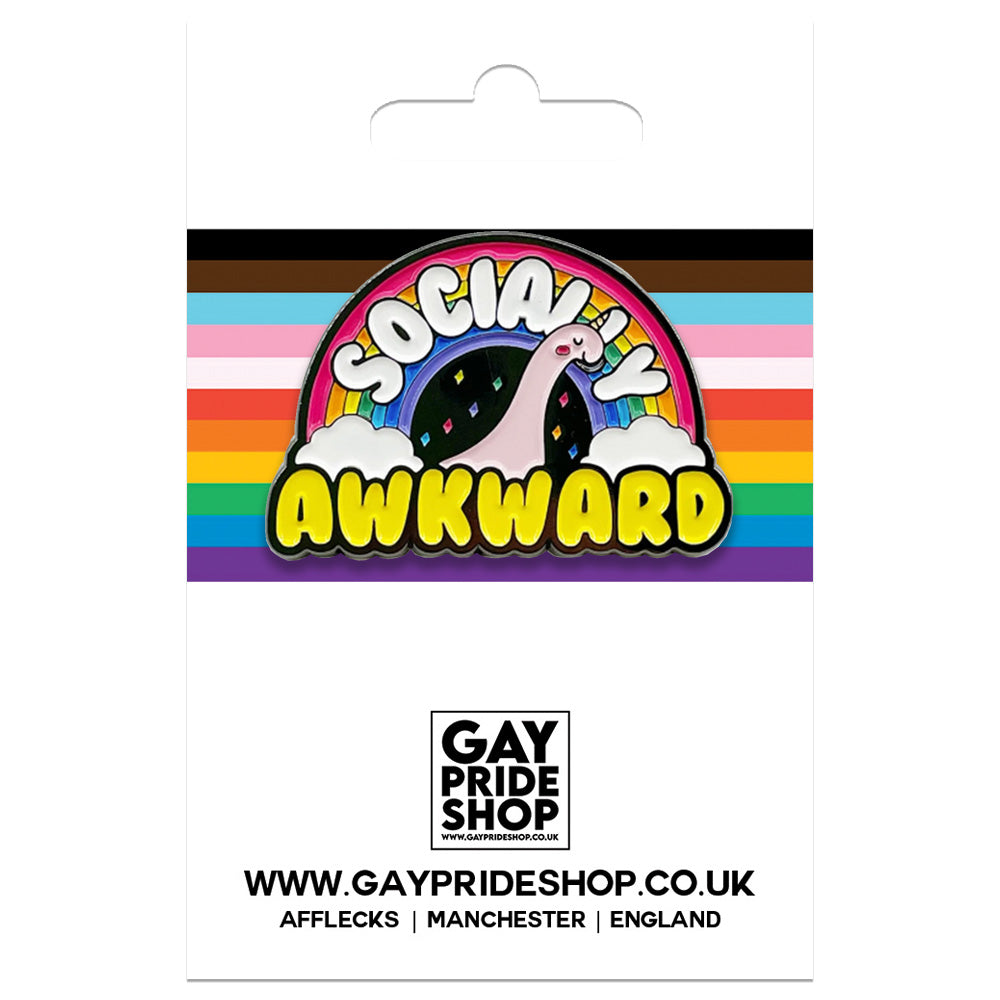 Socially Awkward Rainbow & Dinosaur Enamel Pin