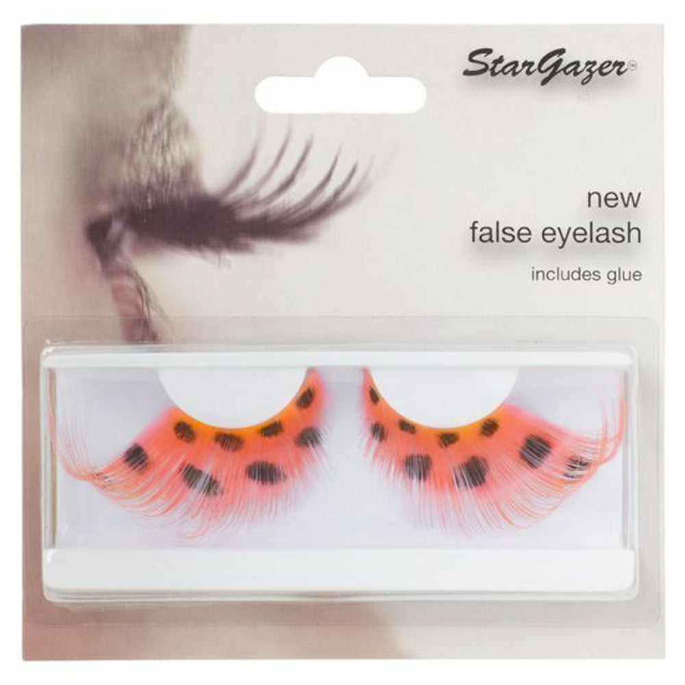 Festival False Lashes 66 - Red Feathers With Black Dots