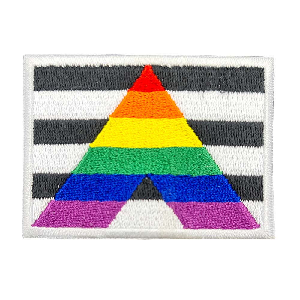 Straight Ally Flag Rectangular Embroidered Iron-On Patch
