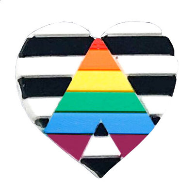 Straight Ally Rainbow Flag Silicone Heart Pin Badge