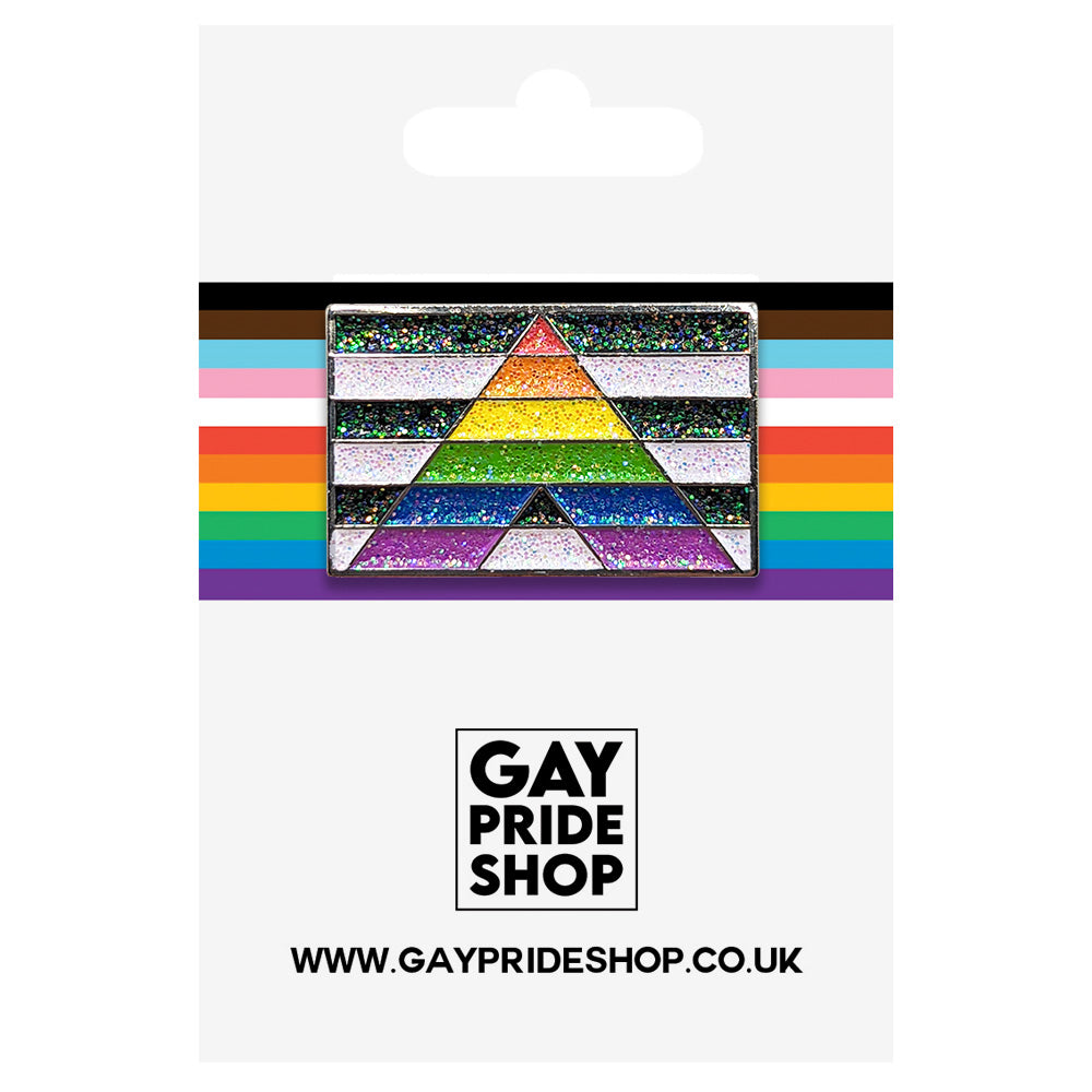 Straight Ally Metal Rectangle Lapel Pin Badge - Glitter Version