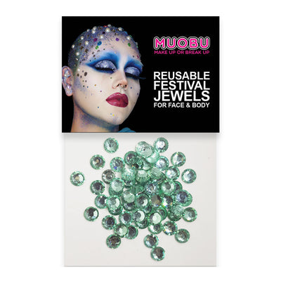 Teal Diamontes - Clear Face & Body Gems 6mm