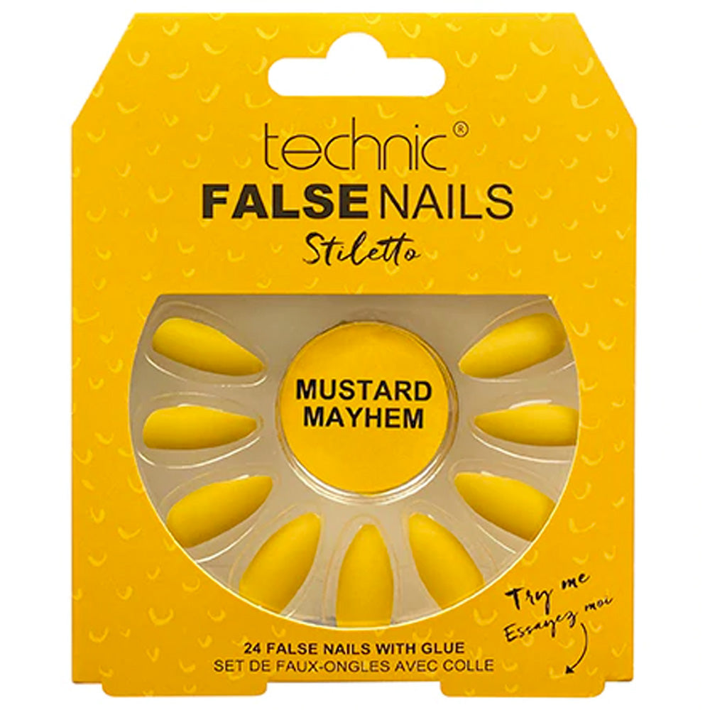 Technic False Nails - Stiletto Mustard Mayhem