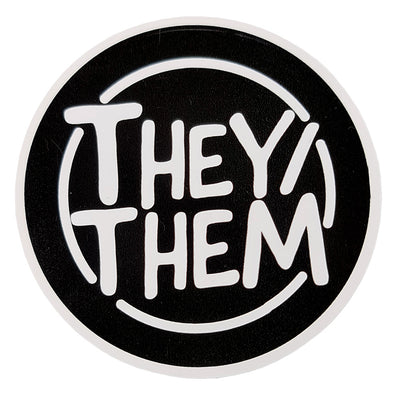 Pronoun They/Them Circular Vinyl Waterproof Sticker