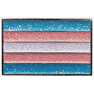 Transgender Silver Metal Rectangle Lapel Pin Badge - Glitter Version