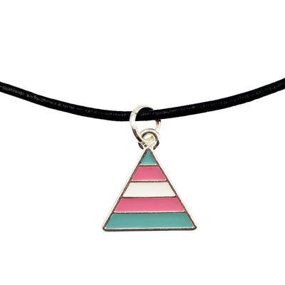 Transgender Flag Silver Plated Triangle Charm Necklace