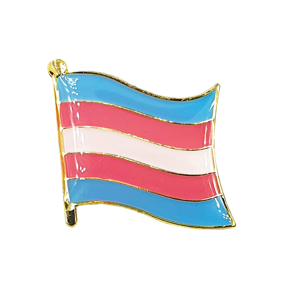 Transexual Flag Gold Enamel Waving Flag Pin Badge