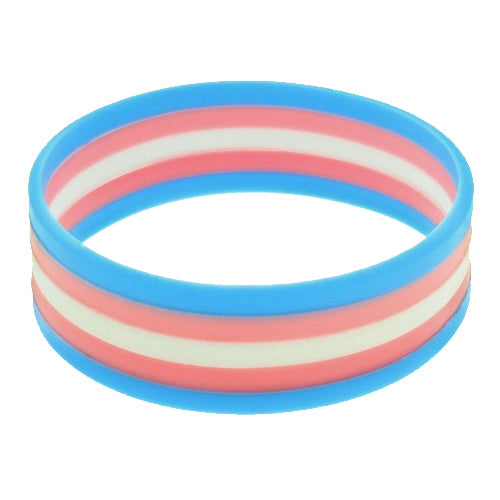 Transgender Flag Colours Silicone Wristband Large
