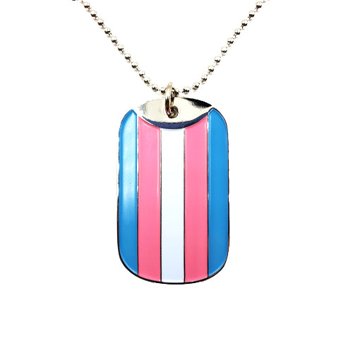 Transgender Flag Stainless Steel Dog Tag Necklace