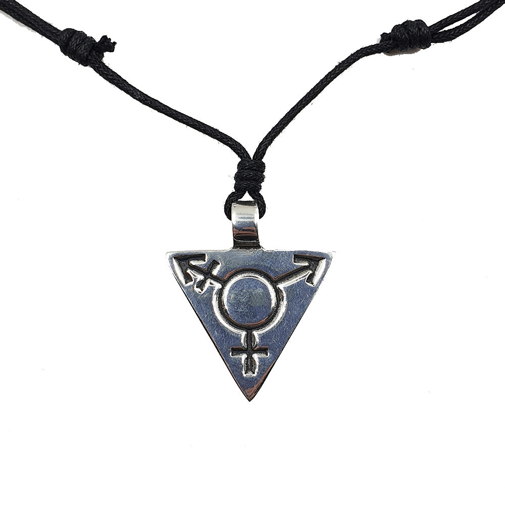 Transgender Symbol Pewter Charm & Cord Necklace