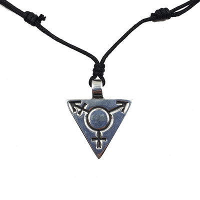 Transgender Symbol Pewter Charm & Cord Necklace