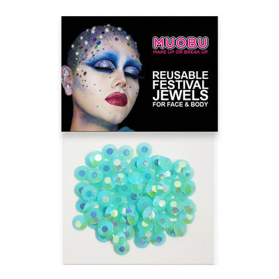 Mermaid Diamontes - Turquoise Iridescent Face & Body Gems 6mm